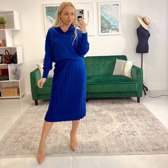 Elegant Blue Skirt Set for Women - Picture 6 of 8